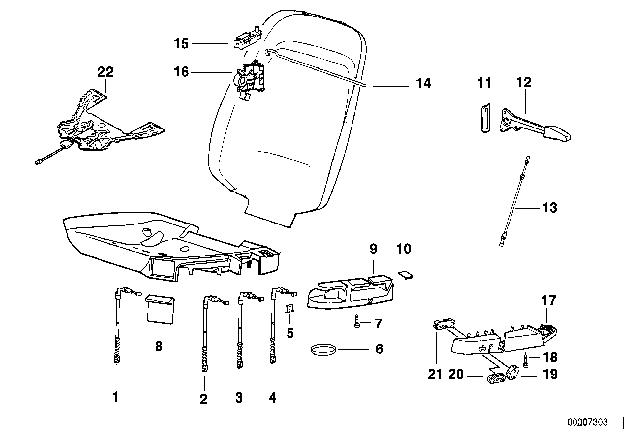 1993 BMW 325is Single Parts Of Front Seat Controls Diagram 2