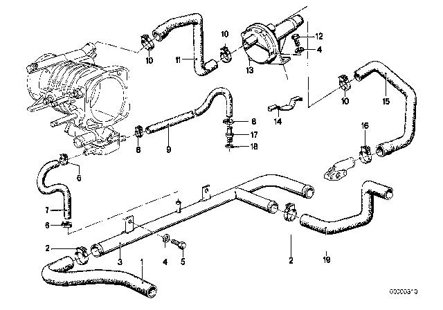 1981 BMW 733i Cooling System - Water Hoses Diagram 1
