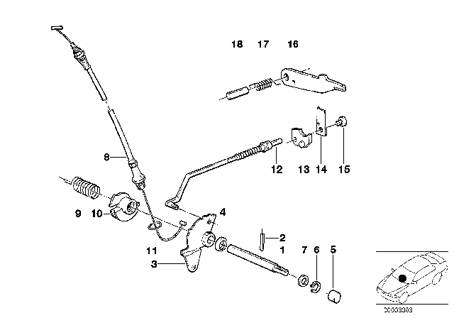 1990 BMW 325ix Accelerator Bowden Cable Diagram for 24341215954