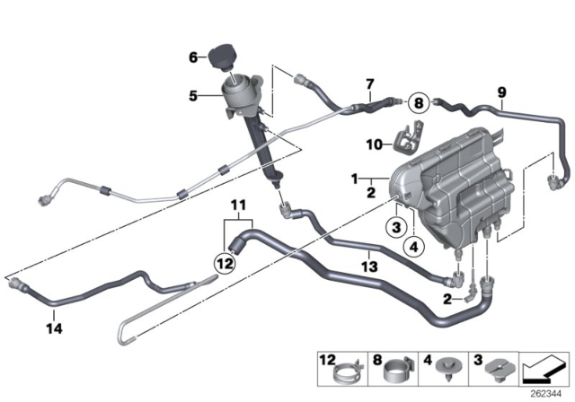 2014 BMW 750Li Expansion Tank / Coolant Hoses Diagram