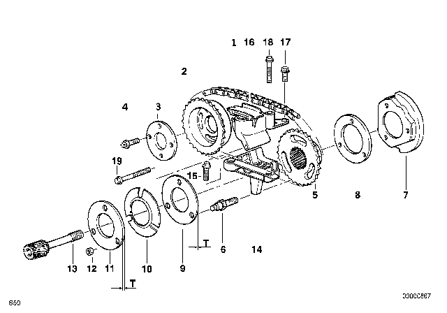 1991 BMW 325is Timing Gear Timing Chain Top Diagram 3