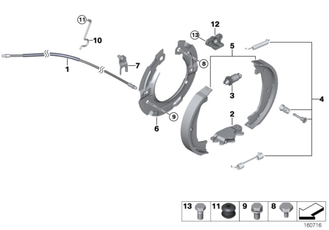 2015 BMW X1 Parking Brake / Brake Shoes Diagram