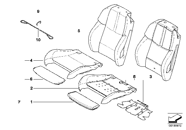 2010 BMW M3 Seat, Front, Cushion & Cover Diagram 2
