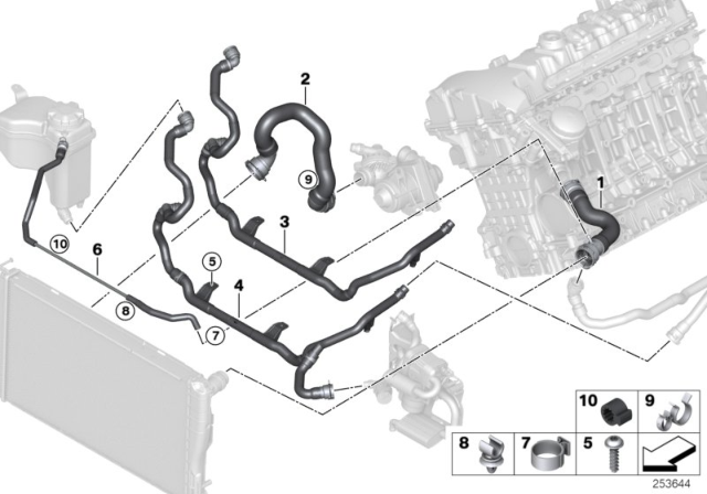 2014 BMW Z4 Cooling System - Water Hoses Diagram 1
