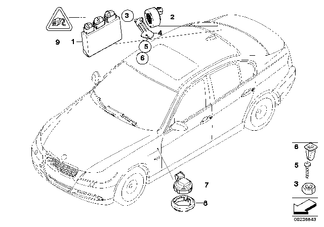 2007 BMW 335i Park Distance Control (PDC) Diagram