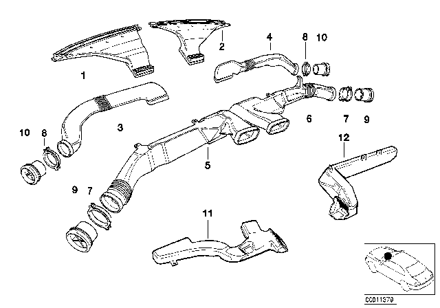 1997 BMW 840Ci Outflow Nozzles / Covers Diagram