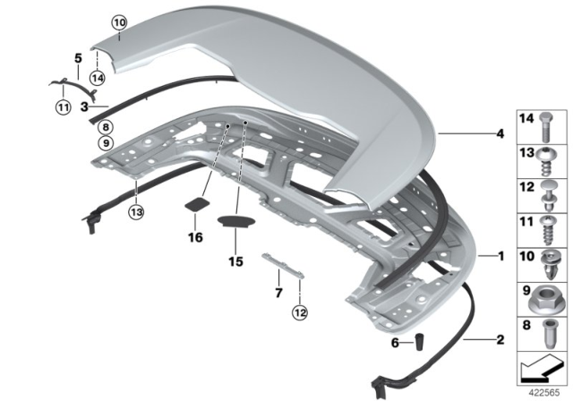 2008 BMW 135i Folding Top Compartment Lid,Prime-Coated Diagram for 41007188729