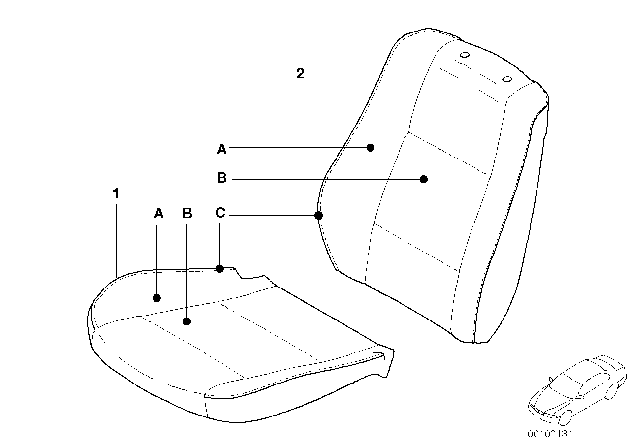 2004 BMW 325i Sedan M54 Engine(E46) Individual Cover, Basic Seat Diagram