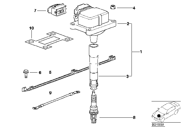 1996 BMW 328i Ignition Coil / Spark Plug Diagram