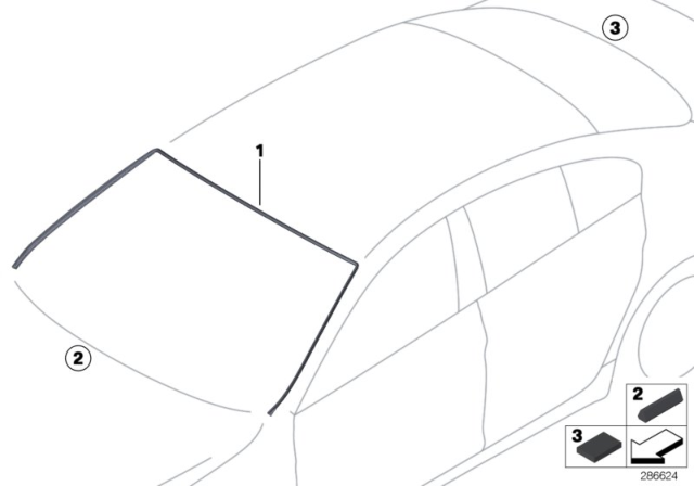 2016 BMW 640i xDrive Glazing, Mounting Parts Diagram