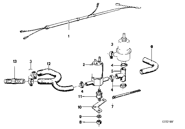 1982 BMW 633CSi Connection Pipe Diagram for 11611266957