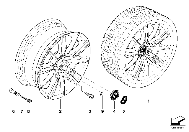2010 BMW 335i BMW Alloy Wheel, M Spider Spoke Diagram