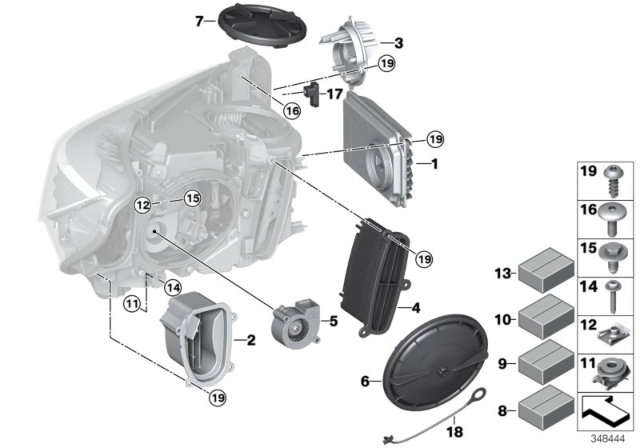 2015 BMW M3 Single Parts, Headlight Diagram 1