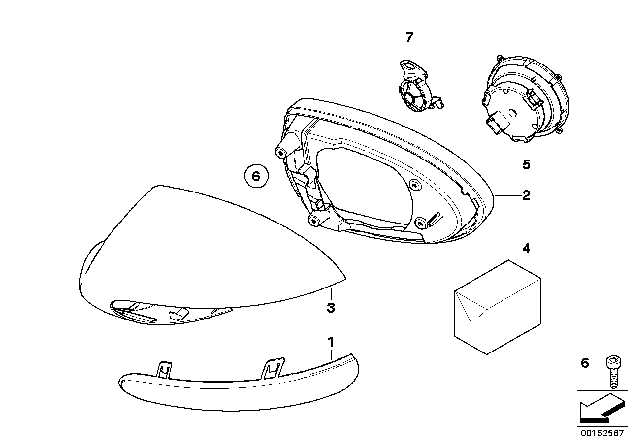 2007 BMW M5 Mounting Parts For M Outside Mirror Diagram