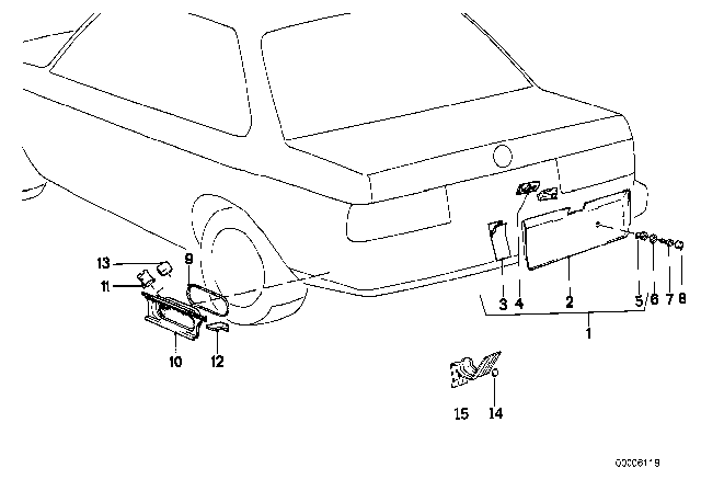 1989 BMW 325is Licence Plate Base Diagram