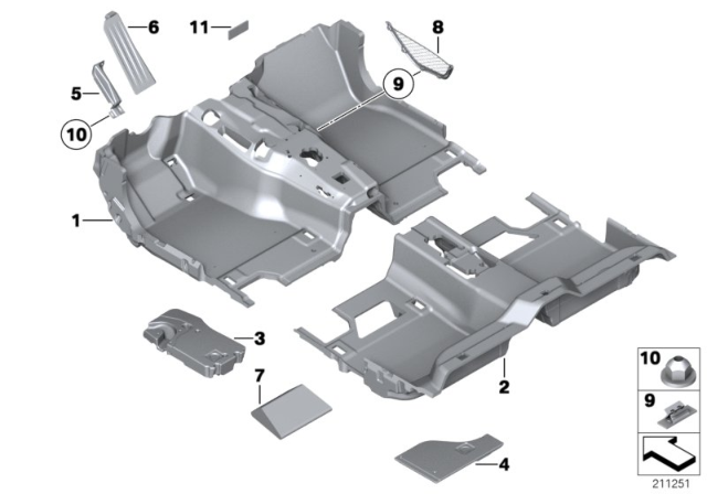 2011 BMW Alpina B7 Floor Covering Diagram