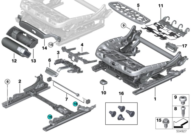 2020 BMW X5 Carrier Thigh Support Diagram for 52107299673