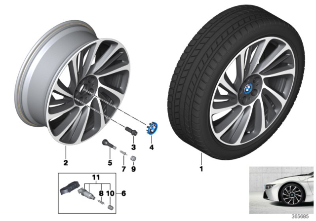 2019 BMW i8 Alloy Rim Forged Right Diagram for 36116862897