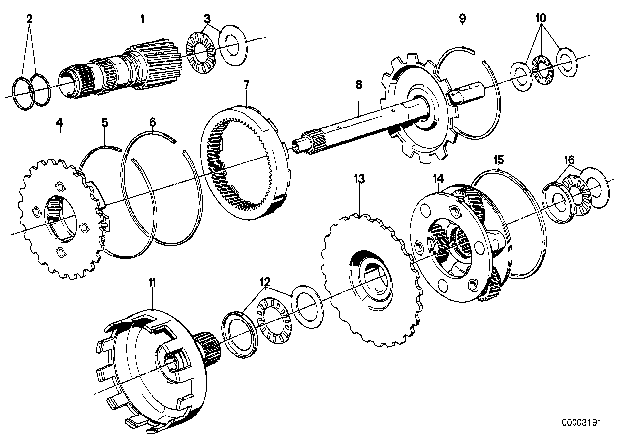 1986 BMW 524td Planet Wheel Sets (ZF 4HP22/24) Diagram
