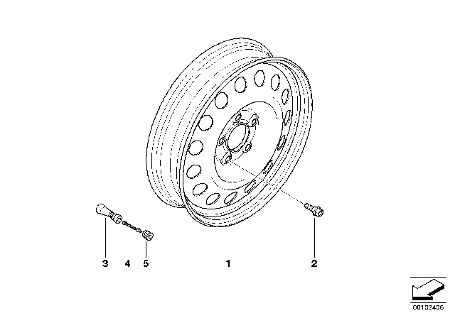 2018 BMW X6 Compact Spare Wheel, Steel, Black Diagram