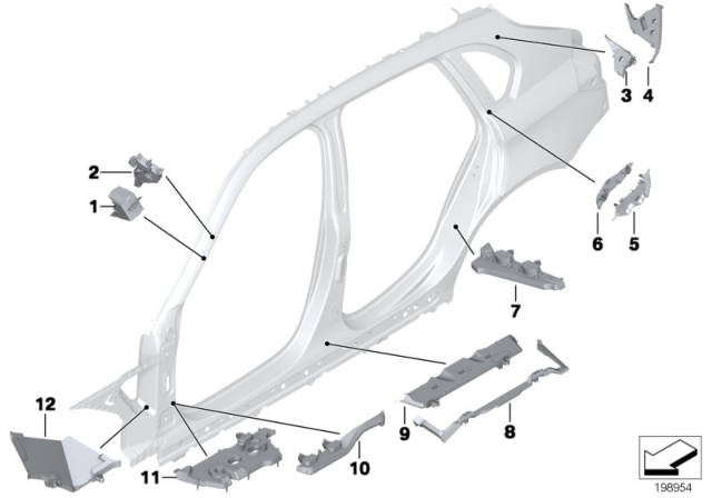 2014 BMW X1 Cavity Shielding, Side Frame Diagram