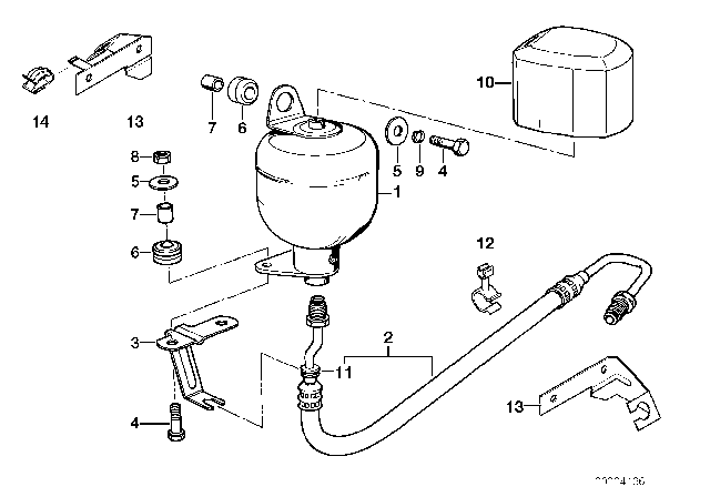 1989 BMW 750iL Levelling Device / Pressure Accumulator Diagram