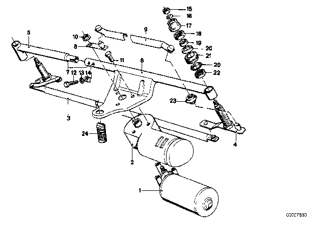 1981 BMW 733i Single Wiper Parts Diagram 1