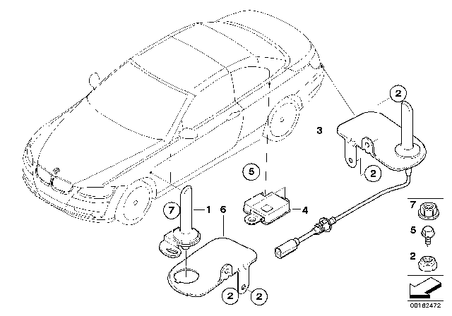 2011 BMW 335i Single Parts, Telephone Aerial Diagram