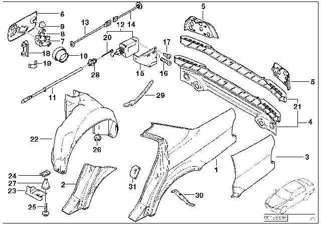 1999 BMW 740iL Fill-In Flap Diagram for 51178170540