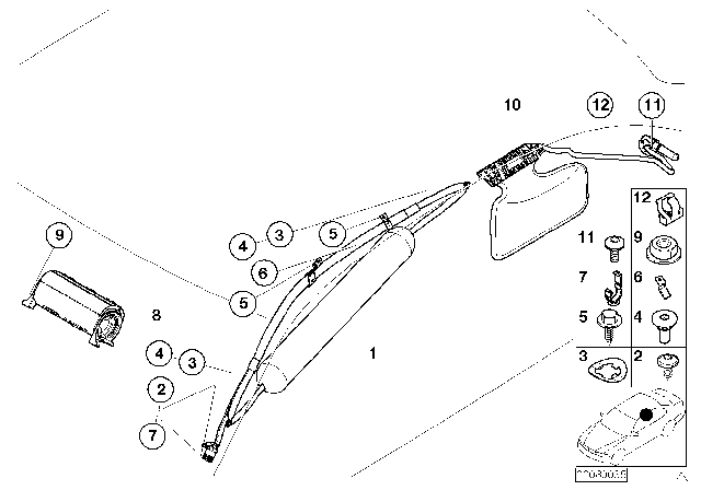 2000 BMW 540i Head Airbag Rear Right Diagram for 72127000642