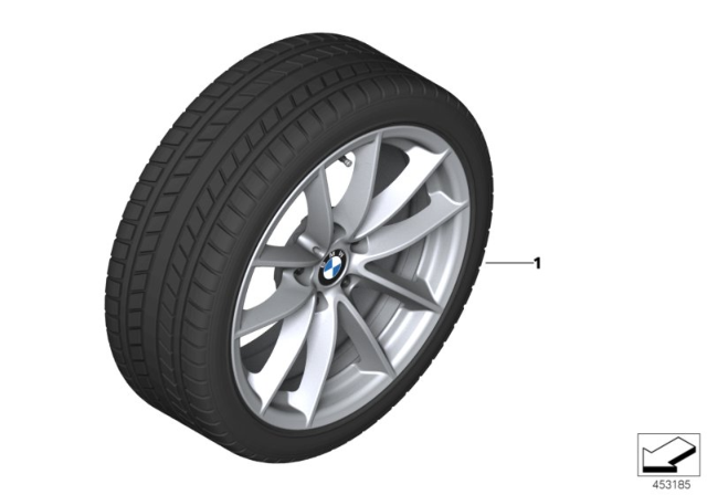 2019 BMW 530i Winter Wheel With Tire V-Spoke Diagram 1