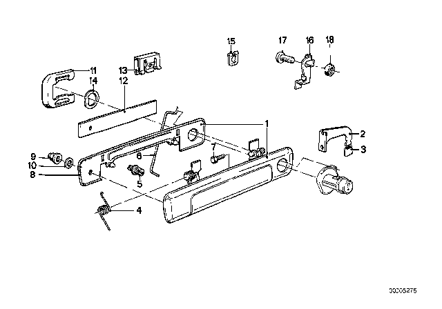 1978 BMW 733i Door Handle Outer Right Diagram for 51211915968