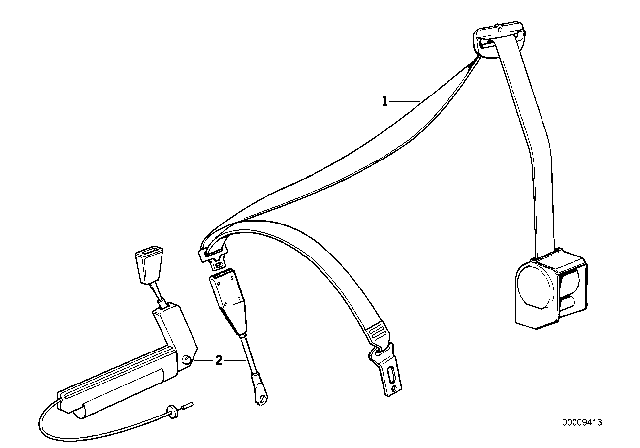 1992 BMW 750iL Front Upper Right Seat Belt Diagram for 72118164224