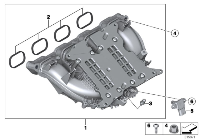 2017 BMW 320i Intake Manifold System Diagram