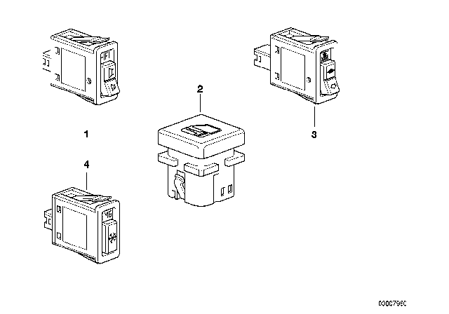 1999 BMW 323is Various Switches Diagram 4