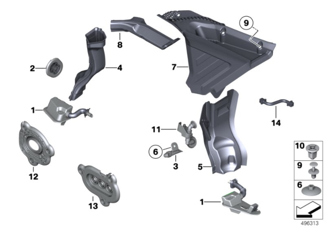 2010 BMW 535i Various Grommets / Covers Diagram