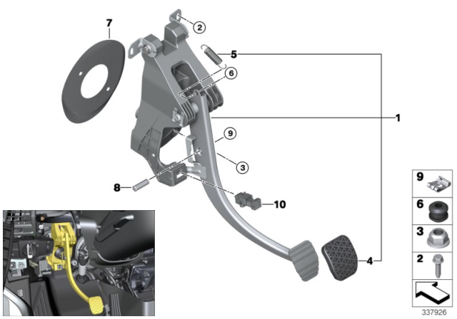 2019 BMW i3s Complete Pedal Assembly Diagram