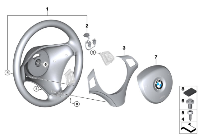 2009 BMW 335d Airbag Sports Steering Wheel Diagram 2