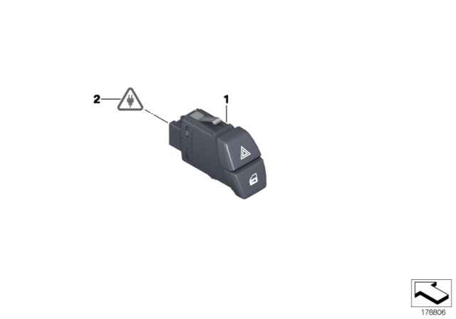 2015 BMW 535d Switch Hazard Warning / Central Locking System Diagram