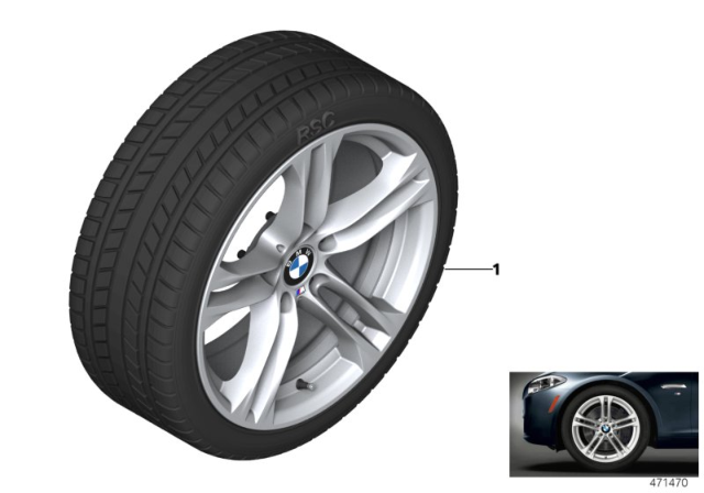 2013 BMW 550i Winter Wheel With Tire M Double Spoke Diagram