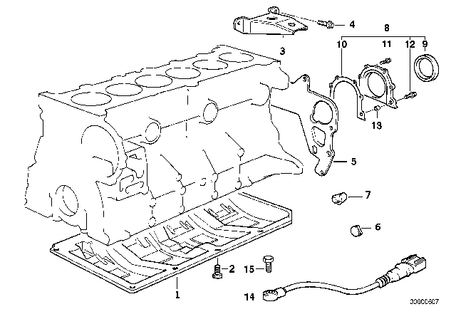 1993 BMW 320i Engine Block & Mounting Parts Diagram 2