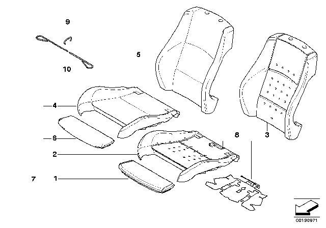 2008 BMW 328i Seat Upholstery Diagram for 52107139701