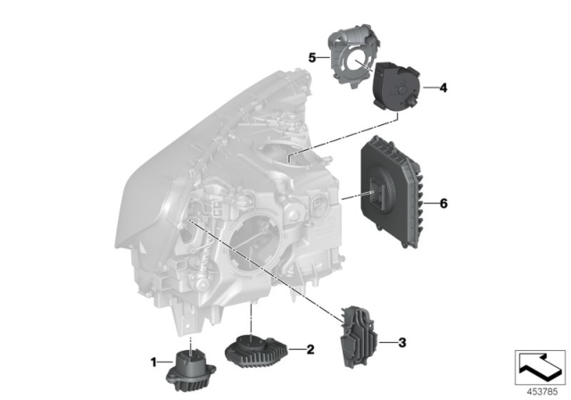 2019 BMW 750i Electronic Components, Headlight Diagram