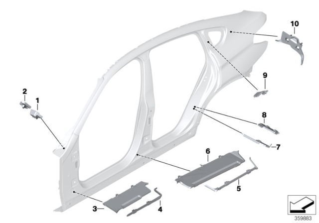 2018 BMW X4 Cavity Shielding, Side Frame Diagram