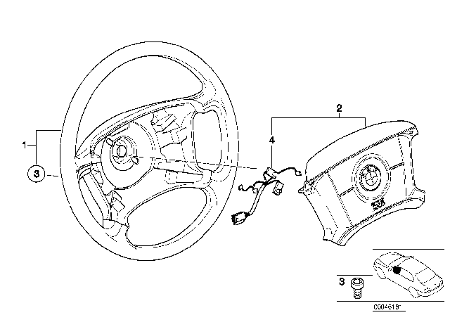 2005 BMW 325xi Steering Wheel Diagram for 32346753948