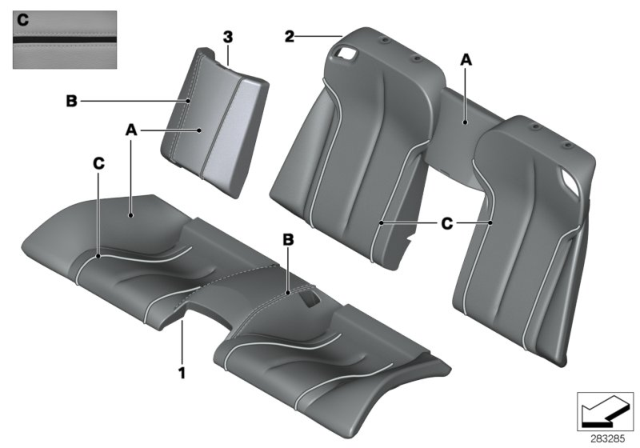 2017 BMW 650i Cover Insert Leather Diagram for 52208025052