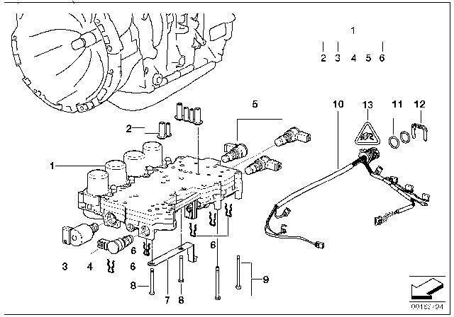1999 BMW 528i Pressure Regulator,Convert.Lockup Clutch Diagram for 24327532013