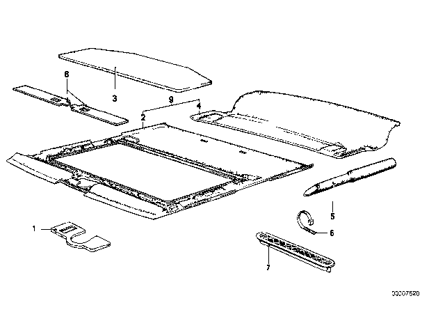 1987 BMW 528e Trim Sliding Lifting Roof Diagram