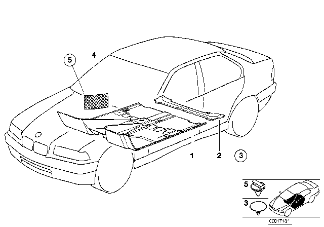 1995 BMW 325is Floor Covering Diagram