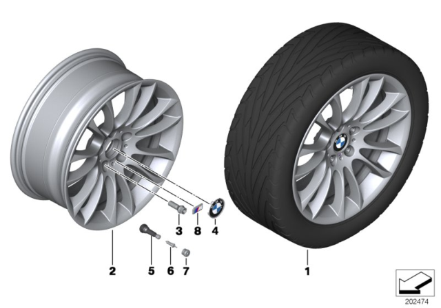 2014 BMW 740i BMW LA Wheel, M V-Spoke Diagram